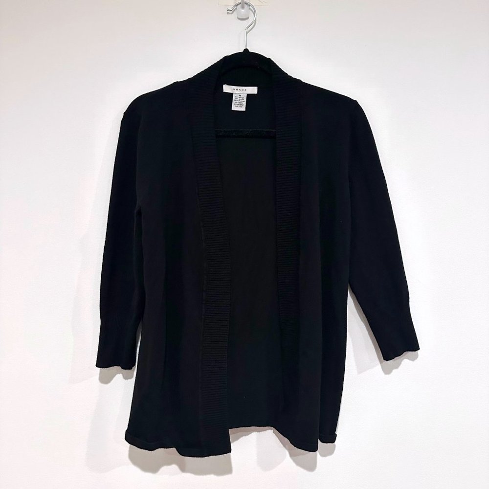 Grace, Long-Sleeve Knit Cardigan, Black, Size Medium
